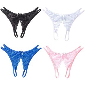Women's 4in1 Sexy Lingerie Underwear Clothing Dress Ice Silky Brief for Girlfriend Wife (4 Colors Pack)