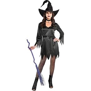 Amscan Black Tattered Polyester Witch Dress - Standard Adult Size - Perfect for Halloween & Themed Parties, 1 Pc.