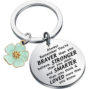BNQL Hibiscus Flower Gifts Hawaiian Charm Best Friends Keychain Family Gifts You Are Braver Stronger Smarter Than You Think