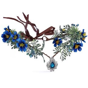 MOSTORY Handmade Elf Flower Crown - Woodland Fairy Headpiece Forest Floral Circlet Elven Wreath for Women Girls Cosplay Halloween Renaissance Christmas Party Photo Shoot