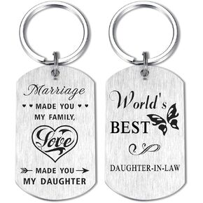 Alotozo World's Best Daughter-in-law Keychain, Marriage Made You My Family, Love Made You My Daughter, Dauhter-in-law Gifts, Birthday
