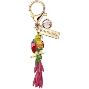 MC406 Crystal Scarlet Macaw Lobster Clasp Charm for Women with Velvet Bag (Rainbow,1 Piece)