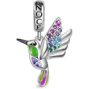 GNOCE Flower/Plant Pendant Charms 925 Sterling Silver Dangle Hummingbird Charm Bead Fit Bracelet/Necklace For Women Wife (Hummingbird)
