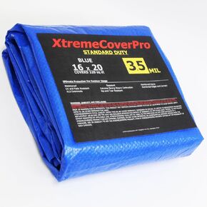 16 × 20 بوصة كبيرة متعددة الأغراض مقاومة للماء وخفيفة الوزن وشديدة التحمل من البوليستر كل 24 بوصة، 20 مل 16 × 20 سميكة، للمنزل والقوارب والسيارات والتخييم، ومقاومة للأشعة فوق البنفسجية، ومشمع مقاوم للتمزق/التمزق
