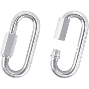 2 Pack Chain Quick Links Duty Chain Link Connector Locking Carabiner Galvanized Screw Carabiner, Chain Hooks for Outdoor Traveling Equipment, Connecting Hammock (M8-2.9 Inch / 7.4 cm)