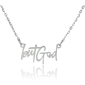 But God Necklace - Christian Necklace Bible Inspirational Necklace, Faith Necklace Encouragement Gift, Dainty Stainless Steel God Necklace, But God Verse Jewelry Spiritual Necklace Gifts for Women
