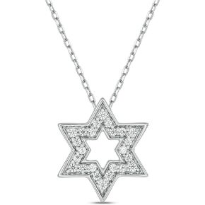 1/10cttw Diamond Star Pendant in 925 Sterling Silver, comes with 18" diamond cut cable chain. This Star necklace pendant makes a beautiful gift for valentines day. Gift for girlfriend, gift for wife