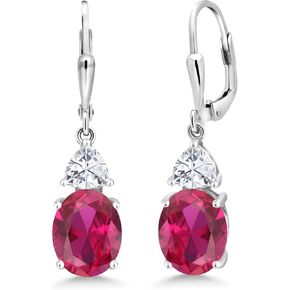 Gem Stone King 925 Sterling Silver Customized and Personalized 10X8MM Oval and 5MM Trillion Cut Gemstone Birthstone Earrings For Women