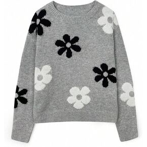 SISKIN Fall Womens Crewneck Pullover Sweater,Daisy Sweater,Cute Sweaters,Cropped Sweater