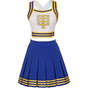 RocailleCos Tay Tay Cheerleader Costume Cheer Uniform Swift Cheerleading Outfit Crop Top with Skirt for Women Girls