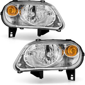 Headlight Compatible with Chevy Chevrolet HHR 2006 2007 2008 2009 2010 2011 Chrome Housing Amber Reflector