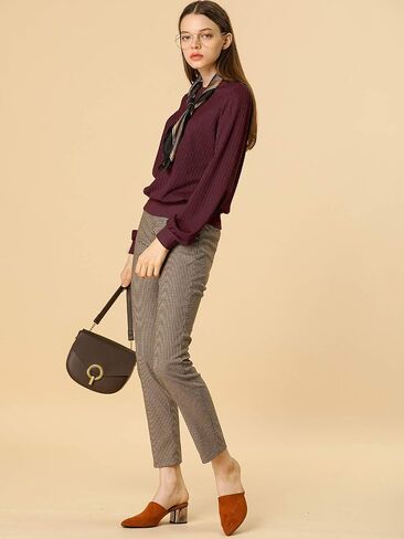 Allegra K Women's Saint Patrick's Day Lantern Sleeve Tops Crewneck Winter Retro Ribbed Pullover Sweater in Saudi Arabia