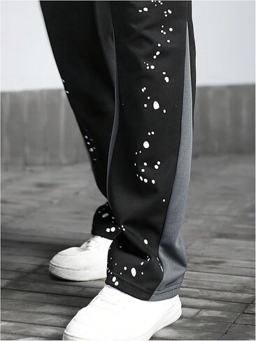 بنطال رياضي للرجال من GORGLITTER بنطال رياضي مكدس Y2K كتلة اللون برباط الخصر بنطال الركض in Kuwait