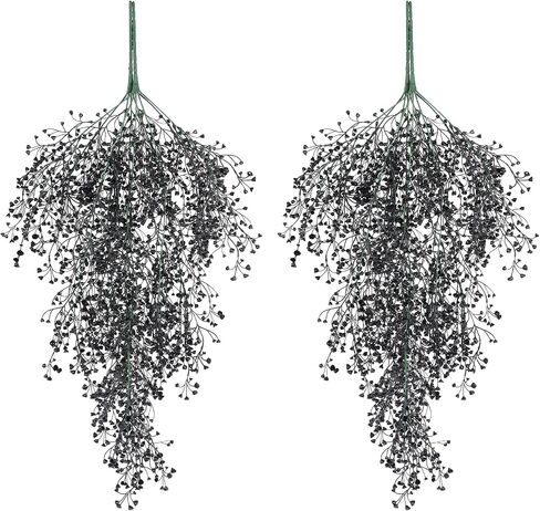 Hananona 4 Pcs Black Fake Vines Boston Ferns Halloween Faux Hanging Plant Black Artificial Hanging Plants Wall Plants Fake Ivy Halloween Home Decorations (4, Black) in Saudi Arabia