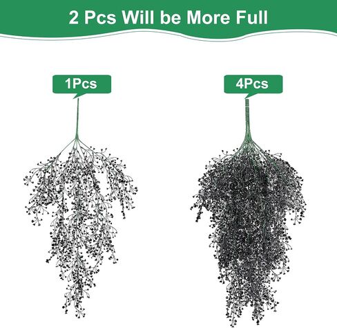 Hananona 4 Pcs Black Fake Vines Boston Ferns Halloween Faux Hanging Plant Black Artificial Hanging Plants Wall Plants Fake Ivy Halloween Home Decorations (4, Black) in Saudi Arabia