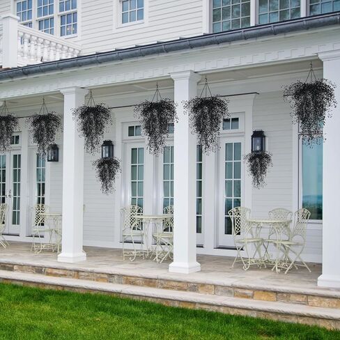 Hananona 4 Pcs Black Fake Vines Boston Ferns Halloween Faux Hanging Plant Black Artificial Hanging Plants Wall Plants Fake Ivy Halloween Home Decorations (4, Black) in Saudi Arabia