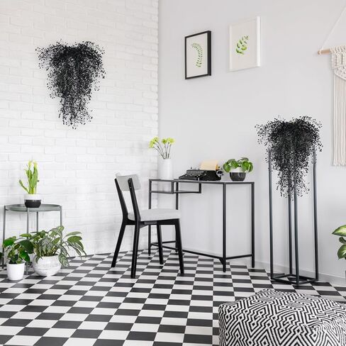 Hananona 4 Pcs Black Fake Vines Boston Ferns Halloween Faux Hanging Plant Black Artificial Hanging Plants Wall Plants Fake Ivy Halloween Home Decorations (4, Black) in Saudi Arabia