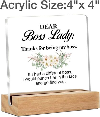 Thank You Boss Gifts for Women Men, Boss Appreciation Gifts, a Truly Great Boss Hard to Find Clear Acrylic Desk Decorative Sign for Home Office, 4 x 4 Inches in Kuwait