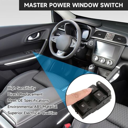 مفتاح نافذة رئيسي لجانب السائق الأيسر الأمامي - متوافق مع شيفروليه كروز 1.4L 1.8L 2011-2016 - استبدال الجزء 20917577 in Kuwait