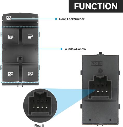مفتاح نافذة رئيسي لجانب السائق الأيسر الأمامي - متوافق مع شيفروليه كروز 1.4L 1.8L 2011-2016 - استبدال الجزء 20917577 in Kuwait
