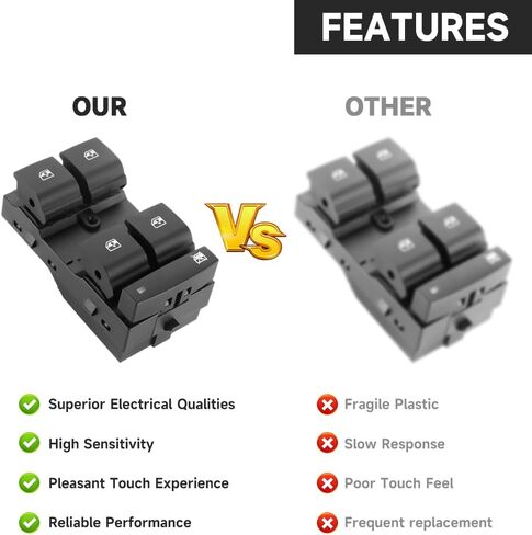 مفتاح نافذة رئيسي لجانب السائق الأيسر الأمامي - متوافق مع شيفروليه كروز 1.4L 1.8L 2011-2016 - استبدال الجزء 20917577 in Kuwait