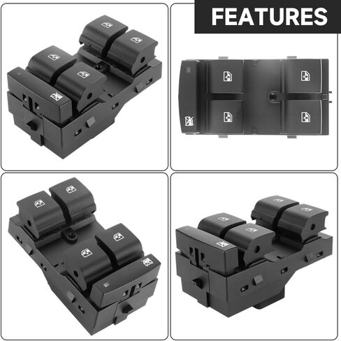 مفتاح نافذة رئيسي لجانب السائق الأيسر الأمامي - متوافق مع شيفروليه كروز 1.4L 1.8L 2011-2016 - استبدال الجزء 20917577 in Kuwait