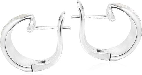 AeraVida Stylish White Mother of Pearl Inlay 925 Sterling Silver C Hoop Earrings | Sterling Silver Hoop Earrings | Earrings for Women | Hoop Earrings | Gift for Daughter, Mother’s Day, Birthday in Saudi Arabia