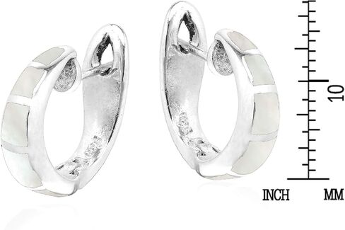 AeraVida Stylish White Mother of Pearl Inlay 925 Sterling Silver C Hoop Earrings | Sterling Silver Hoop Earrings | Earrings for Women | Hoop Earrings | Gift for Daughter, Mother’s Day, Birthday in Saudi Arabia
