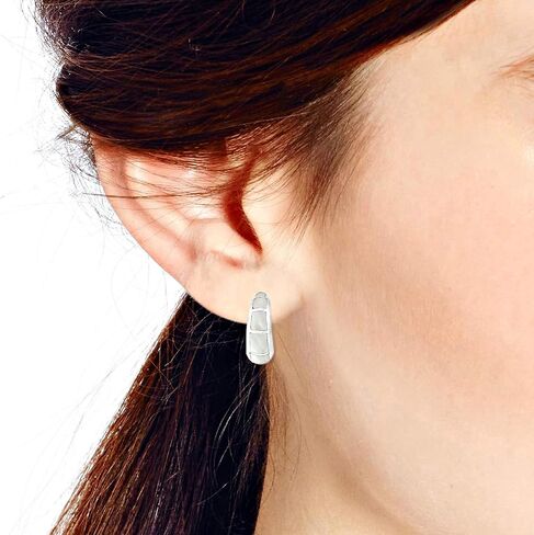 AeraVida Stylish White Mother of Pearl Inlay 925 Sterling Silver C Hoop Earrings | Sterling Silver Hoop Earrings | Earrings for Women | Hoop Earrings | Gift for Daughter, Mother’s Day, Birthday in Saudi Arabia