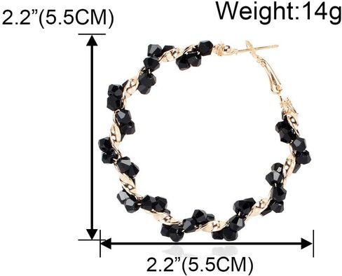 Sparkle Rhinestone Crystal Wrapped Hoop Earrings Glitter Shiny Beads Twist Large Circle Earrings Loop for Women Party Bridal Wedding Statement Jewelry in Saudi Arabia