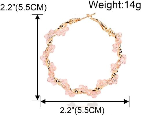 Sparkle Rhinestone Crystal Wrapped Hoop Earrings Glitter Shiny Beads Twist Large Circle Earrings Loop for Women Party Bridal Wedding Statement Jewelry in Saudi Arabia