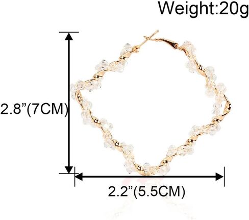 Sparkle Rhinestone Crystal Wrapped Hoop Earrings Glitter Shiny Beads Twist Large Circle Earrings Loop for Women Party Bridal Wedding Statement Jewelry in Saudi Arabia