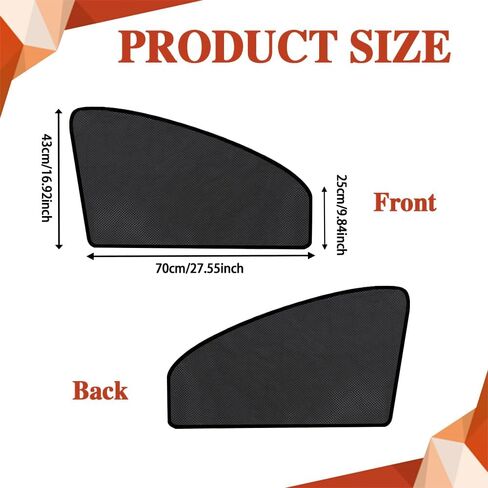 2PCS Car Window Shades, Car Window Covers, Universal Magnetic Curtain for Baby and Kids with Sun UV Protection, Car Accessories Side Window Sun Shade Privacy Sunshade Fit Sleeping Camping in Kuwait