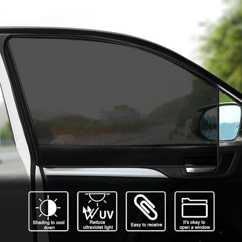 2PCS Car Window Shades, Car Window Covers, Universal Magnetic Curtain for Baby and Kids with Sun UV Protection, Car Accessories Side Window Sun Shade Privacy Sunshade Fit Sleeping Camping in Kuwait