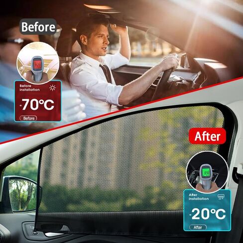2PCS Car Window Shades, Car Window Covers, Universal Magnetic Curtain for Baby and Kids with Sun UV Protection, Car Accessories Side Window Sun Shade Privacy Sunshade Fit Sleeping Camping in Kuwait