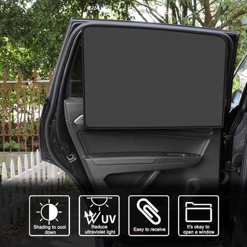 2PCS Car Window Shades, Car Window Covers, Universal Magnetic Curtain for Baby and Kids with Sun UV Protection, Car Accessories Side Window Sun Shade Privacy Sunshade Fit Sleeping Camping in Kuwait