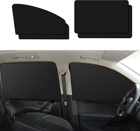 2PCS Car Window Shades, Car Window Covers, Universal Magnetic Curtain for Baby and Kids with Sun UV Protection, Car Accessories Side Window Sun Shade Privacy Sunshade Fit Sleeping Camping in Kuwait
