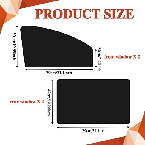 2PCS Car Window Shades, Car Window Covers, Universal Magnetic Curtain for Baby and Kids with Sun UV Protection, Car Accessories Side Window Sun Shade Privacy Sunshade Fit Sleeping Camping in Kuwait