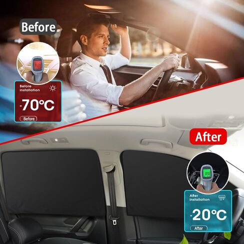 2PCS Car Window Shades, Car Window Covers, Universal Magnetic Curtain for Baby and Kids with Sun UV Protection, Car Accessories Side Window Sun Shade Privacy Sunshade Fit Sleeping Camping in Kuwait