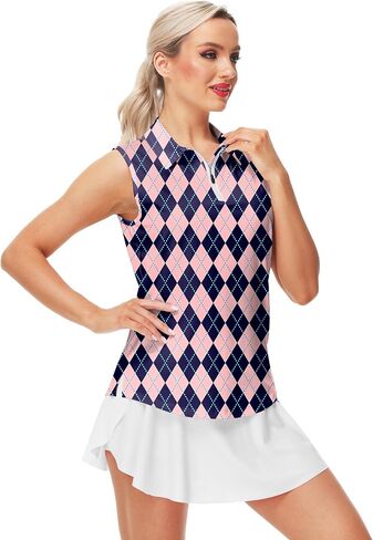AOBUTE Women's Sleeveless Golf Shirts Moisture Wicking 1/4 Zip Polo Tennis Shirt in Saudi Arabia