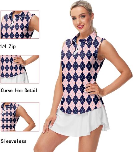 AOBUTE Women's Sleeveless Golf Shirts Moisture Wicking 1/4 Zip Polo Tennis Shirt in Saudi Arabia