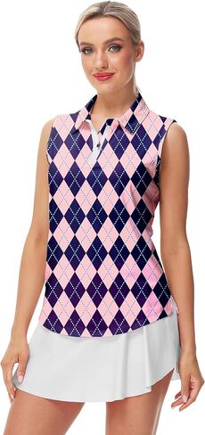 AOBUTE Women's Sleeveless Golf Shirts Moisture Wicking 1/4 Zip Polo Tennis Shirt in Saudi Arabia