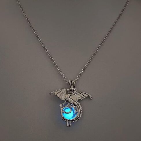 FUTIMELY Luminous Dragon Necklace Vintage Gothic Pterodactyl Pendant Necklace Glow in the Night Dragon Sword Necklace Necklace Personality Halloween Stegosaurus Animal Jewelry for Men Women in Kuwait