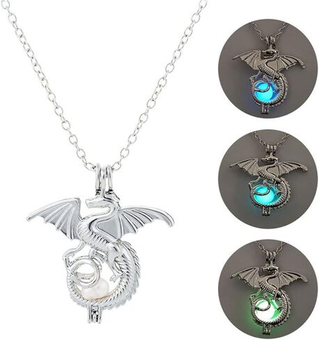 FUTIMELY Luminous Dragon Necklace Vintage Gothic Pterodactyl Pendant Necklace Glow in the Night Dragon Sword Necklace Necklace Personality Halloween Stegosaurus Animal Jewelry for Men Women in Kuwait