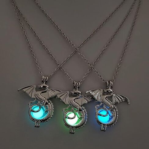 FUTIMELY Luminous Dragon Necklace Vintage Gothic Pterodactyl Pendant Necklace Glow in the Night Dragon Sword Necklace Necklace Personality Halloween Stegosaurus Animal Jewelry for Men Women in Kuwait
