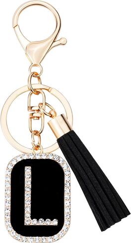 Crystal Metal Letter A-Z Keychain for Women Men Purse Handbags Alphabet Initial Letter Car Key Ring Novelty Tassel Pendant in Saudi Arabia