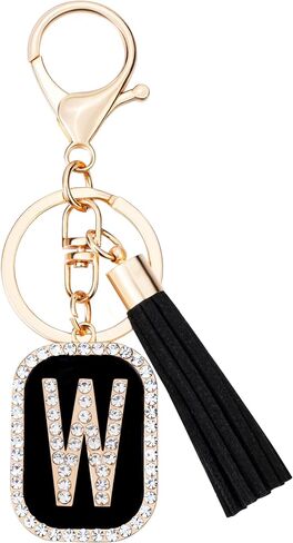 Crystal Metal Letter A-Z Keychain for Women Men Purse Handbags Alphabet Initial Letter Car Key Ring Novelty Tassel Pendant in Saudi Arabia