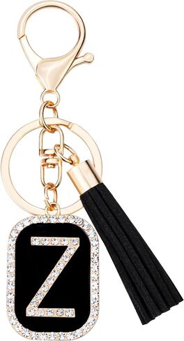 Crystal Metal Letter A-Z Keychain for Women Men Purse Handbags Alphabet Initial Letter Car Key Ring Novelty Tassel Pendant in Saudi Arabia