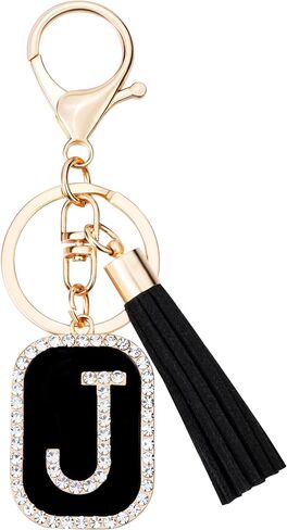 Crystal Metal Letter A-Z Keychain for Women Men Purse Handbags Alphabet Initial Letter Car Key Ring Novelty Tassel Pendant in Saudi Arabia