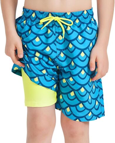 URBEST Boys Swim Trunks Compression Liner Swim Shorts Teen Boys Quick Dry Anti Chafe Bathing Suit with Boxer Brief in Saudi Arabia